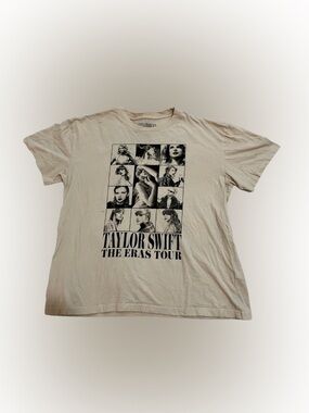 Taylor Swift The Eras Tour Collage Concert Tee Ecru Sz XL Like New